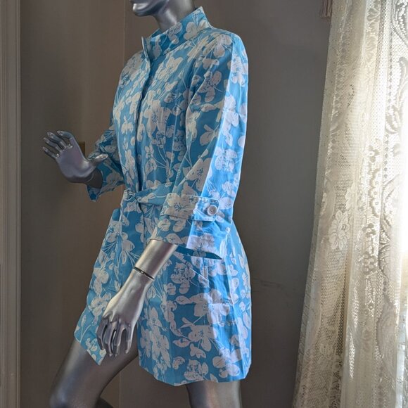 Madison Robin Egg Blue Floral "Trench" Coat NWT - Picture 15 of 16